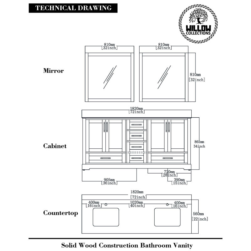 Willow Collections 72'' Double Bathroom Vanity with Quartz Top Wayfair